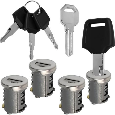 Lock Cores, Roof Box Locks, Roof Bar Locks, Including 4 Cylinder Locks, 4 Keys and 1 Key Control for Security Roof Bars, Roof Boxes