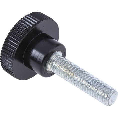 Rs Pro – Bouton de meuble moleté M5 x 20mm – Acier noir – Tige filetée – Lot de 10 pour fixation rapide et durable (1/3)