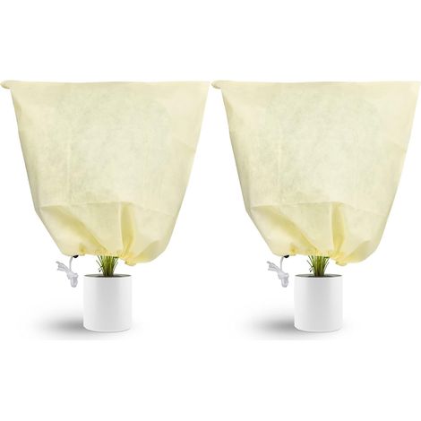JSSEVN-Housse Hivernage pour Plantes, 2 Pcs Housses Hivernage avec Cordon de Serrage, Voile d'hivernage Plante, 80 60cm, Housse de Protection (1/5)