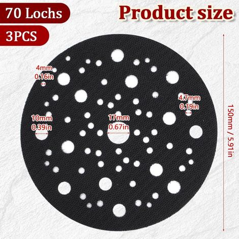 3 selbstklebende Schutzpads mit 70 Löchern, Ø 150 mm für Schleif- und Poliermaschinen, 8295612111 (1/5)