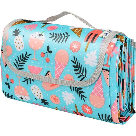 [JAMAIS UTILISÉ]Couverture de Pique-Nique BestFire Tapis de Pique-Nique Pratique Support résistant à eau Tapis de Plage de Jardin Tapis de Voyage résistant au Sable (Glace Bleue) (1/5)