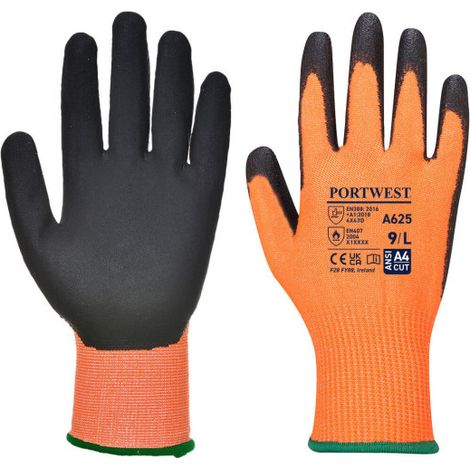 Guante anti-corte, con PU, Vis-Tex de mejor ajuste galga 13 A625 XXL Naranja/Negro