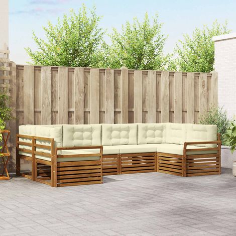 vidaXL Outdoor-Sofagarnitur mit Kissen 6 pcs Natur und Creme (1/5)