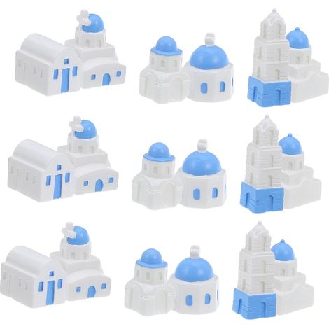 18pièces Mini-Maison De Plage Style Méditerranéen Décoration Miniature Résine Ornements De Paysage pour Maisons De Poupées (1/5)