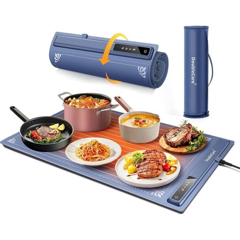 Tapis Chauffant Électrique en Silicone 58x39 cm Bleu