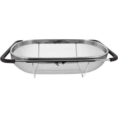 Passoire À Pâtes - En Acier Inoxydable 18/10 - Maille Fine - Poignées En Caoutchouc Antidérapantes - Pour Évier Cuisine - 1 Pièce (1/5)