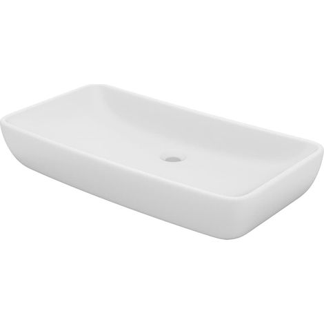 Lavabo da appoggio rettangolare di lusso lavabo da bagno stanza per cosmetici bianco opaco 71x38 cm ceramica 020002696