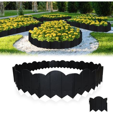 Bordure de pelouse en plastique, lot de 30 pièces. Bordure flexible pour massifs de fleurs, bordure robuste en plastique pour parterres, contours d'arbres, bordure de pelouse - installation facile au (1/5)