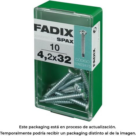 Caja de 10 unidades de tornillo de rosca chapa con cabeza redonda autotaladrante 4,2x32mm Fadix (1/2)