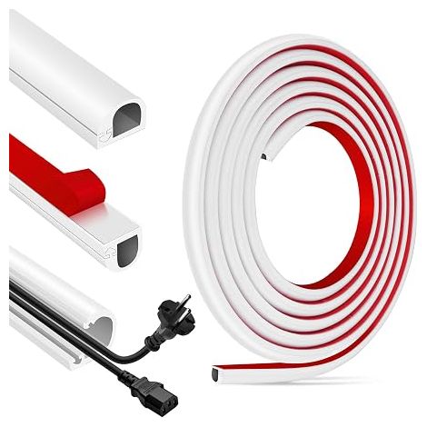 Goulotte Passe Cable Cache Fil Electrique Flexible goulotte Cache Cable Mural Passage Fil Electrique (14mm×10mm×3m, Blanc) (1/5)