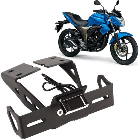 Modification du support de plaque d'immatriculation pour moto - avec éclairage, compatible avec SUZUKI Gixxer 150 2020+ (1/5)