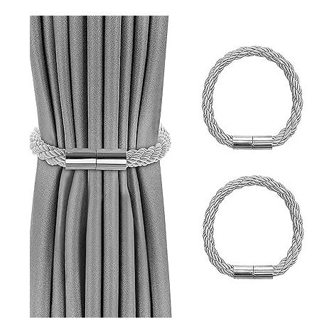 Juego de 3 sujetacortinas magnéticos grises con imán - Sujetacortinas - Sujetacortinas - Accesorios decorativos (1/5)
