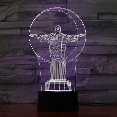 Statue du Christ du Salut du Brésil, veilleuse LED 3D, lampe de table pour chambre à coucher, couleurs changeantes (1/2)