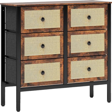 Commode, Tiroirs en Tissu, Six Tiroirs, Grand Plan de Travail, Fini Résistant aux Rayures, Pieds Ajustables (1/5)