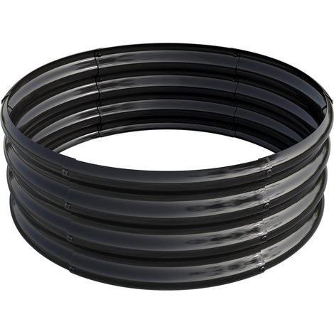 Cama de cultivo elevada de acero galvanizado negra, redonda, 81,5 x 29 cm, HOMVRA (1/5)