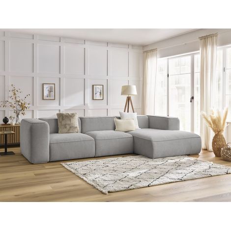 BOBOCHIC - Canapé d'angle fixe ZEPHYR Angle droit  Gris clair (1/5)