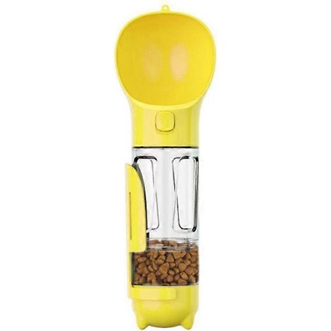 Gourde 2 en 1 pour chien, étanche, idéale pour les promenades, la randonnée et les voyages en extérieur (gris/bleu, jaune-S) (1/5)
