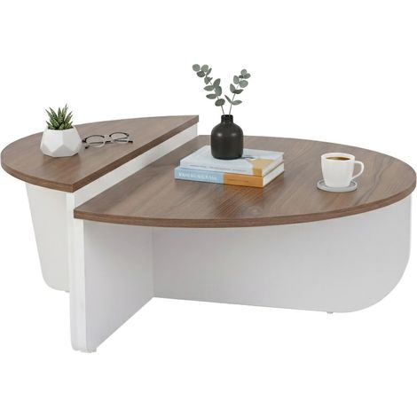 Dmora - Tavolino da salotto Dain, Tavolo basso da caffè, Portariviste per divano, Ripiano da soggiorno, 90x60 h35 cm, Noce e Bianco