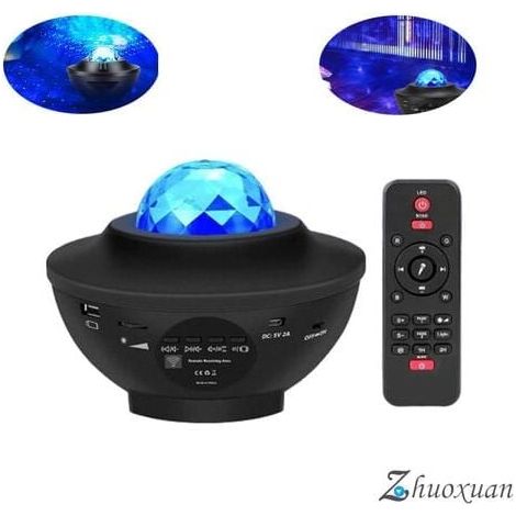 LED-Sternprojektorlampe, rotierender Nachtlichtprojektor mit 21 Modi & Fernbedienung & Timer & Lautsprecher & Bluetooth (1/4)
