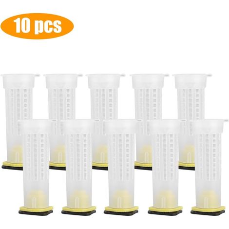 Bienenkönigin-Käfige, weiße Kunststoffrolle, Bienenzucht-Königin-Aufzucht-Set, Becher, Box, Imker-Werkzeug-Set (10 Stück, weiß) (1/5)