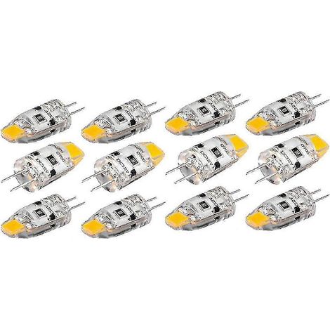 Lot de 12 ampoules LED G4 12 V CC à intensité variable COB – 2 W, angle de faisceau de 360°, remplaçant les ampoules halogènes de 15 W (1/5)