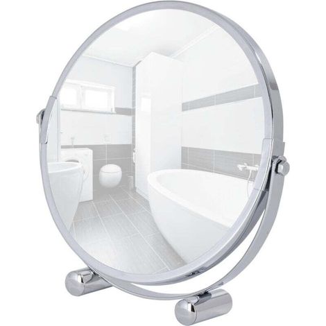 Miroir grossissant x5 Mera, miroir maquillage grossissant à poser Ø17 cm, Acier, 19x19x4 cm, Chromé (1/5)