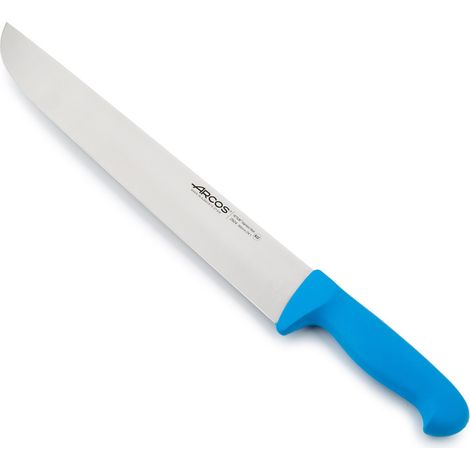 Coltello da macellaio Arcos Colore - Prof 292423 in acciaio inox Nitrum e mango polipropilene ergonomico blu e lama 35 cm, coperchio del display.