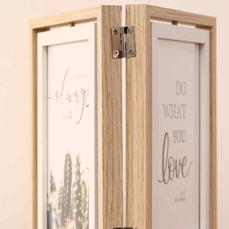 7-inch Double-Sided Folding Rotating Wooden Photo Frame, Tabletop Photo ...