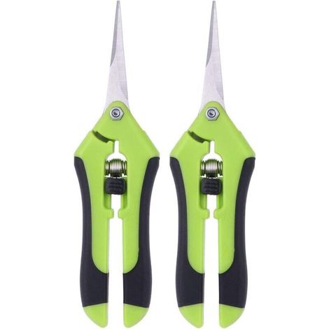 Lot de 2 ciseaux pour élaguer des ciseaux à élaguer manuel en acier inoxydable professionnel (Vert) (1/5)