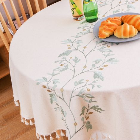 Linge de table coton Nappe table ronde 140 cm anti-taches (1/4)