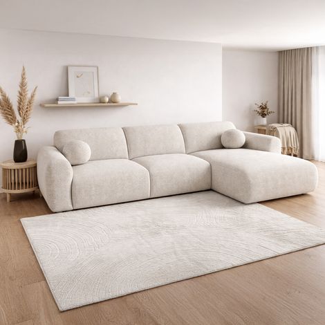 NAYLA - Canapé d'angle en tissu beige - Angle droit