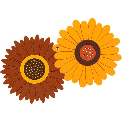Lot de 2 dessous de plat en PVC, forme tournesol, antidérapants (1/5)