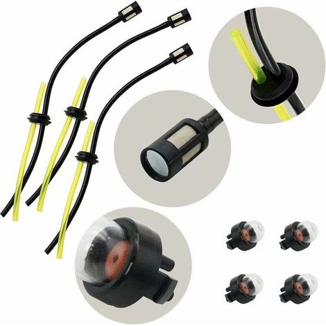 Jeu de durites essence et poires d'amorçage pour carburateurs – 3 durites et 4 poires – Compatible débroussailleuses Stihl 025C et McCulloch 3200 - McCulloch3200 (1/5)