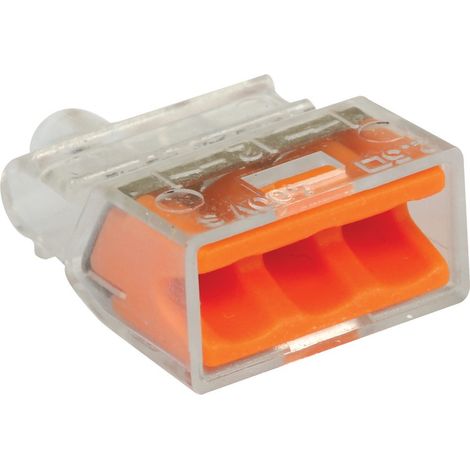 Bornes de connexion rapide pour fil électrique FastLock Orange - 3 entrées - pot de 100pcs (1/6)