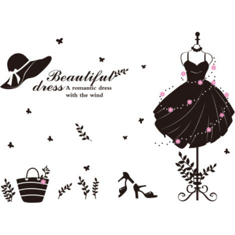 Sticker Mural - PVC - 50 x 70 cm - Noir Fleuri Papillon Pissenlit Agapanthe - Décoration Murale Chambre Salon Couloir Bureau - 1 Pièce