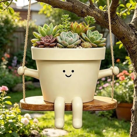 Pot de Fleur Cache-Pot à Peindre soi-même avec Trou de Drainage Pot pour Plantes Grasses intérieur extérieur Joli Pot pour Plantes idées Cadeaux (1/5)