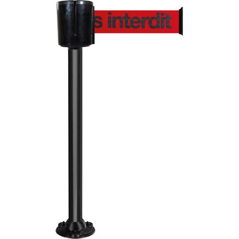 Poteau à sangle alu noir accès interdit 10m x 100mm socle fixe - 2801348 (1/3)