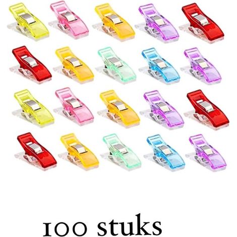 Lot de 100 pinces à tissu type Wonderclips - Pour couture et quilting - Remplacement d'épingles - Accessoires couture (1/4)
