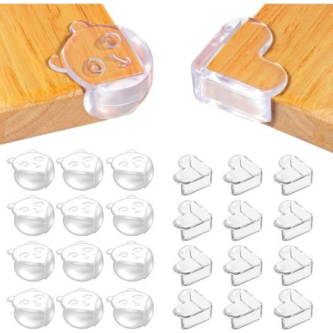 Coin de Table Protection Bebe, 24 Pièces Protege Coin de Table Bebe avec Une Super Colle Améliorée, Protection Angle Meuble en Forme de Coeur et d'ours, Protection Coin de Table Bébé (1/5)