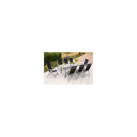 Carrara Set 9tlg 8 Sessel Tisch 160(220)x90cm Alu/Textil