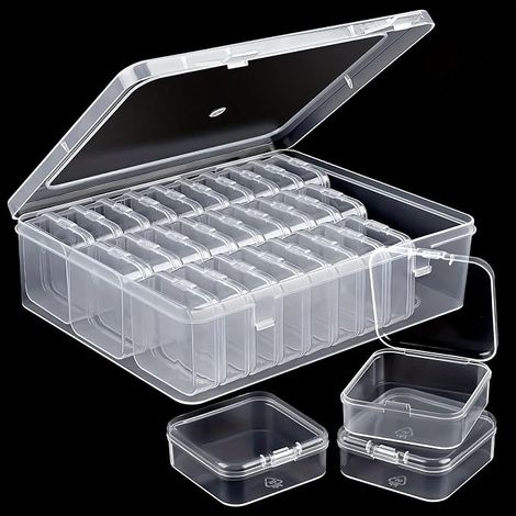 Petite Boite de Rangement Plastique Transparente Perles avec Grande pour Ranger Bibelots Vis Boucles D'oreilles Graines Potagères (1/5)