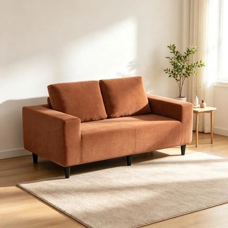 Canapé-lit 150cm de large, garnissage en mousse haute densité, Canapé-lit 2 places pour Salon ,Canapé 2 Places avec accoudoirs -Sans Montage - Couleur terracotta (1/5)