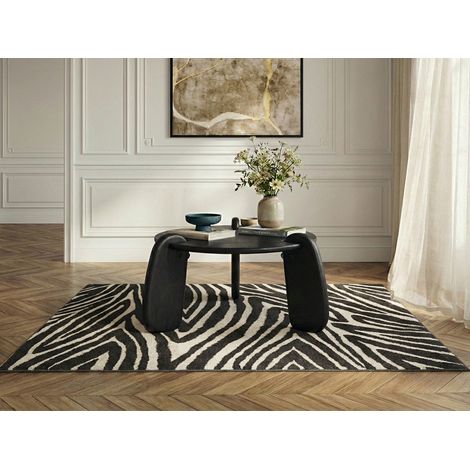 BOBOCHIC - Table basse ronde 80 cm HELIO bois massif de manguier   Noir