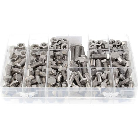 Coffret de 292 Vis TH M8-M10-M12 DIN 933 + Ecrous Inox A2