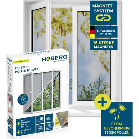Moustiquaire avec fixation magnétique innovante Moustiquaire jusqu'à 150 x 130 cm, découpable sur mesure, sans perçage ni vis Moustiquaire avec 16 aimants, grise, 1 pièce (1/5)