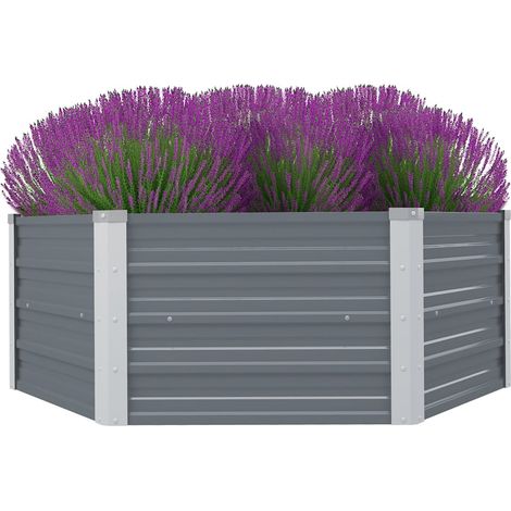 vidaXL Jardinera elevada 129x129x45 cm acero galvanizado gris (1/5)