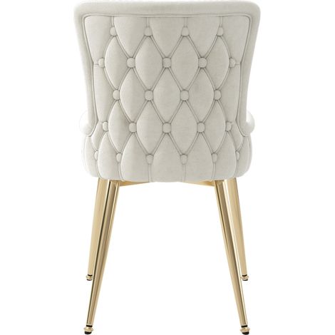 Lot de 6 chaises de salle à manger en velours beige avec pieds métalliques dorés (1/5)