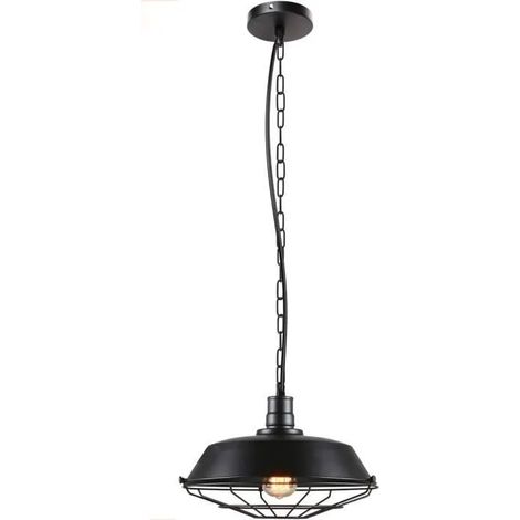 U-Do Lustre Suspension en Fer Noir E27 26CM Vintage Lampe Créatif Rétro E27 Lumière pour Salon Cuisine Bar (1/4)