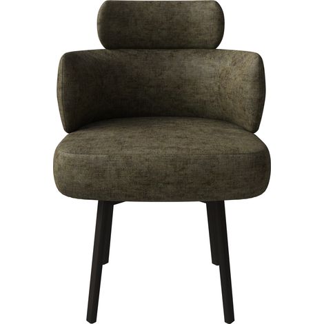 Chaise de salle à manger pivotante à 360° vert olive avec accoudoirs et revêtement chenille (1/5)