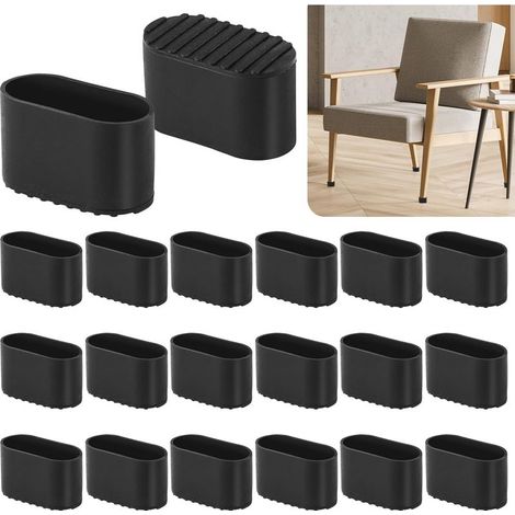 Lot de 20 embouts de pieds de chaise ovales - 40 x 20 mm - Pour chaises de jardin, extérieur - En plastique - Noir (1/5)